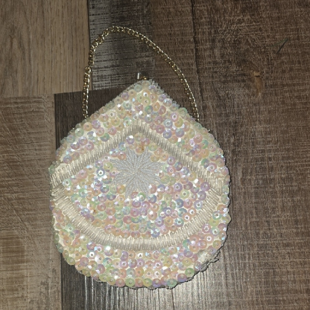 Sequin Mini Bag with Gold Chain